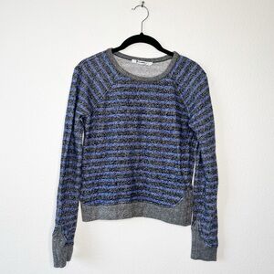 T by Alexander Wang Sweatshirt Blue Gray Striped French Terry Size XS